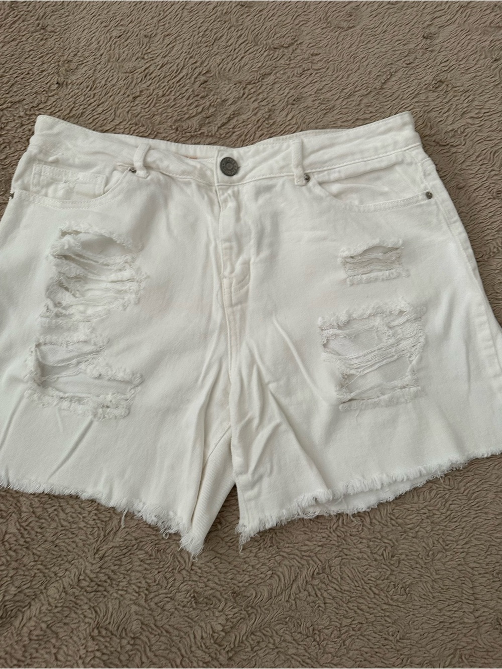 Elite Jean White Distressed High-Rise Women’s Denim Shorts 15/16